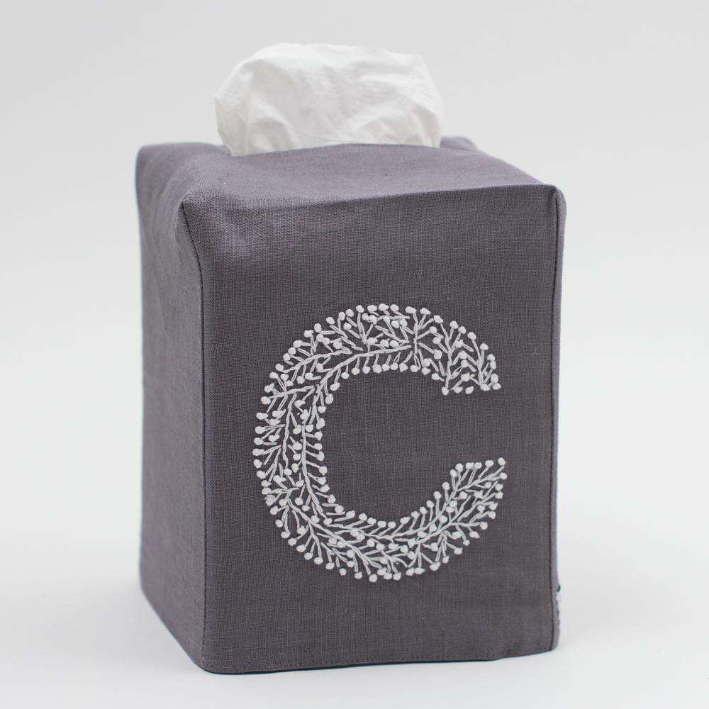 Henry Handwork Monogram Twig Tissue Box Cover - Thumbnail 3