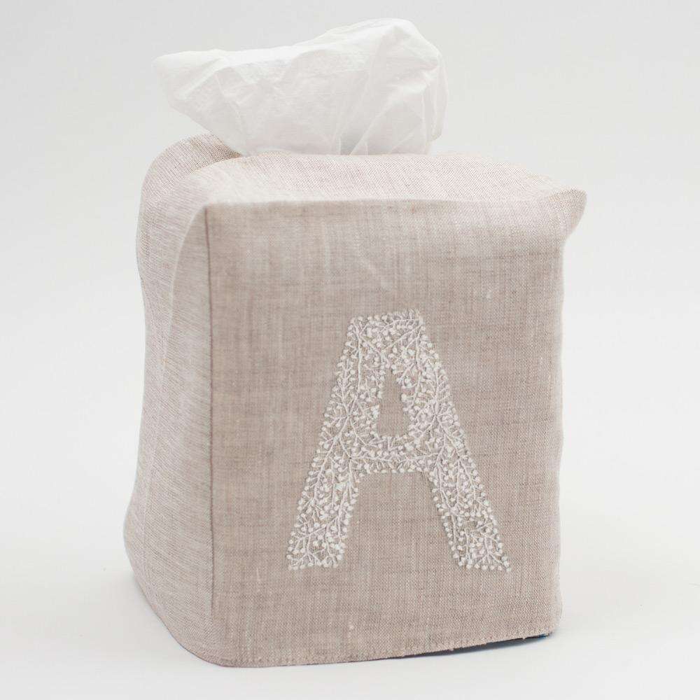 Henry Handwork Monogram Twig Tissue Box Cover - Thumbnail 5