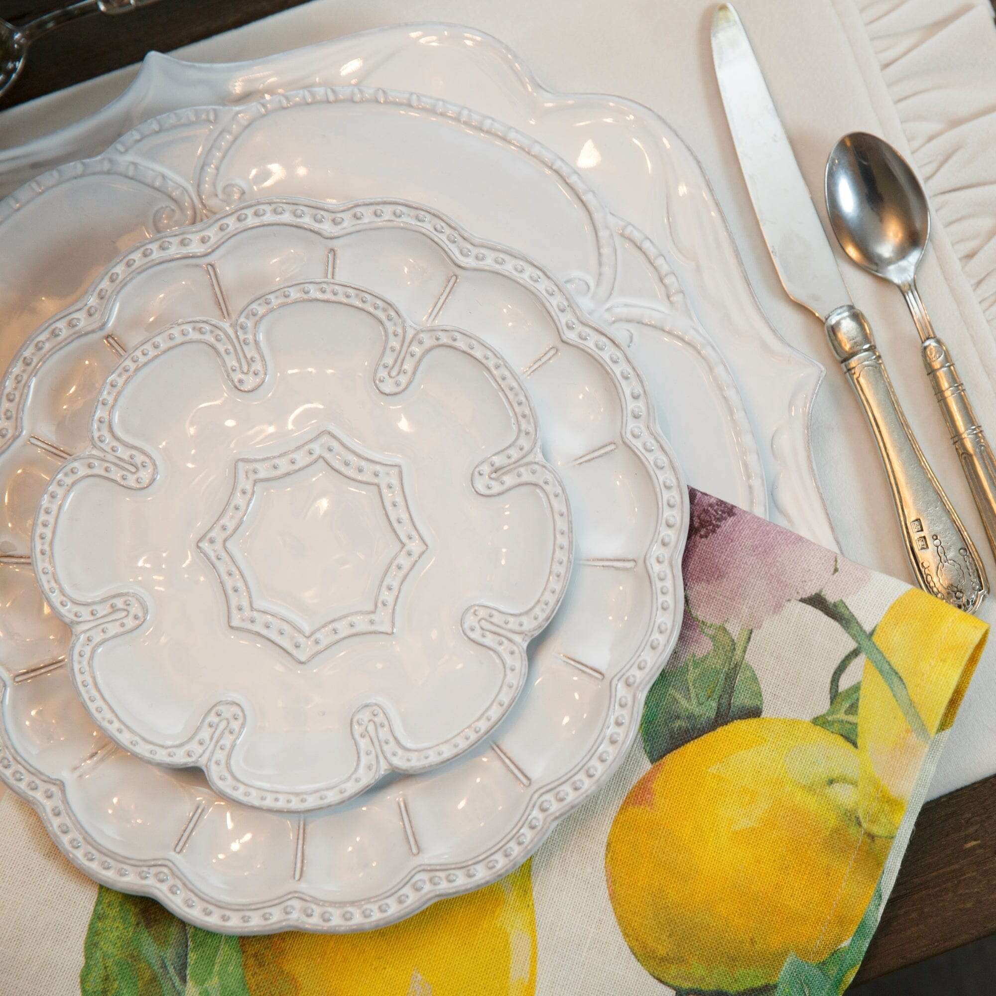 Arte Italica Bella Bianca Beaded Lace Plates - Thumbnail 4