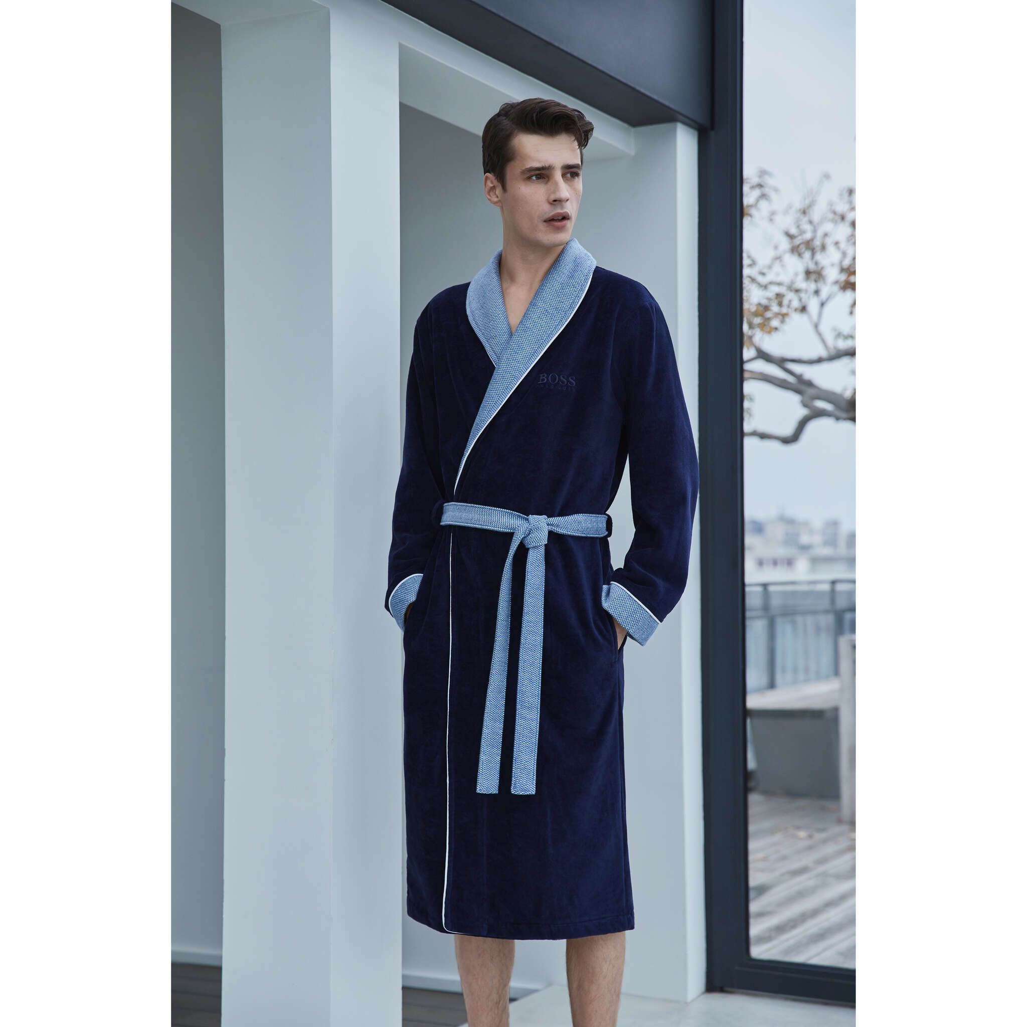 Towel Bathrobe Men Men's Luxury Fleece Dressing Gown - Shawl Collar Knee- Length Bath Robe Unisex Gift Fleece Bathrobe Long Spa