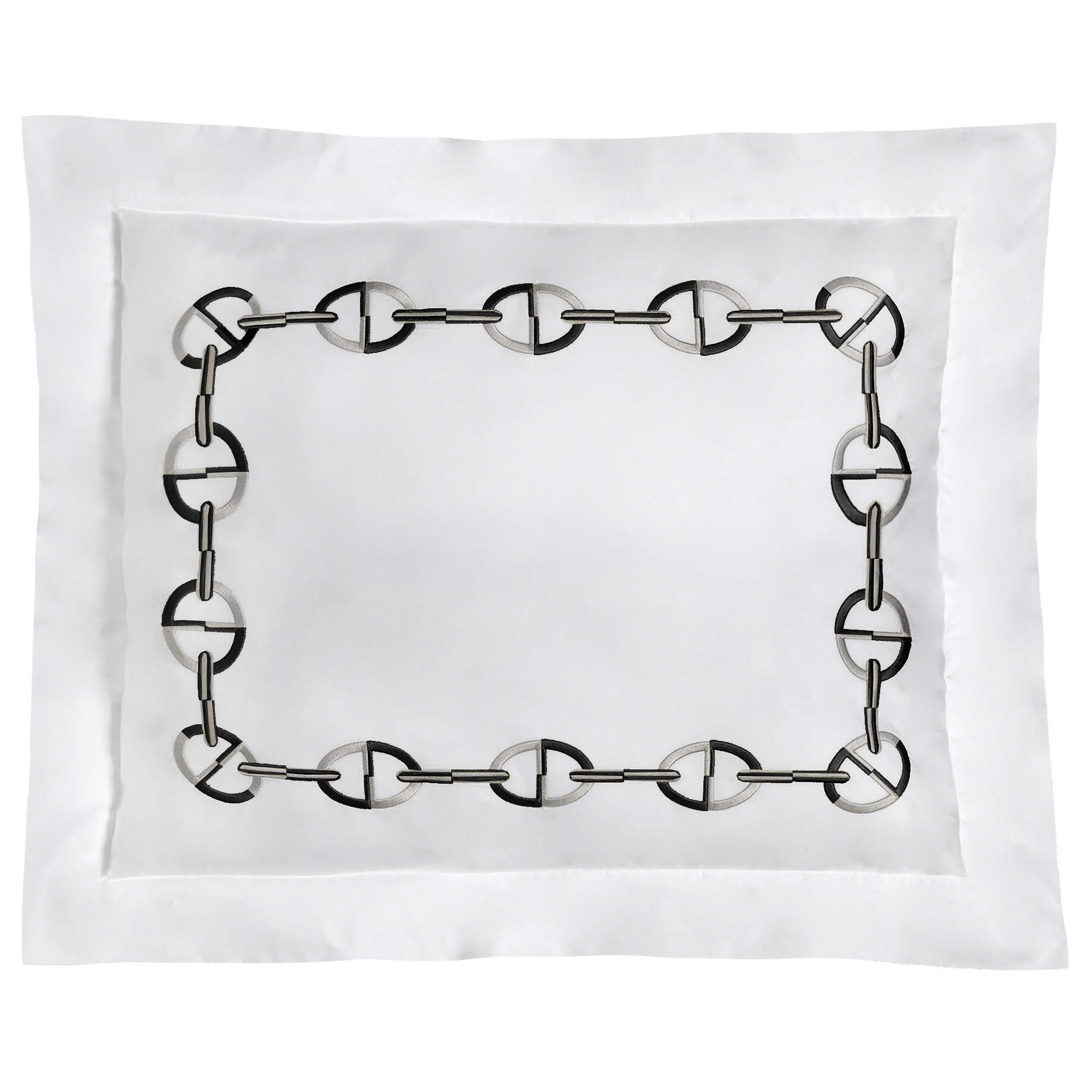 What Is A Raso Chain Pattern Chaine Embroidery Sateen Raso by Timothy Corrigan for DEA | Fine Linens