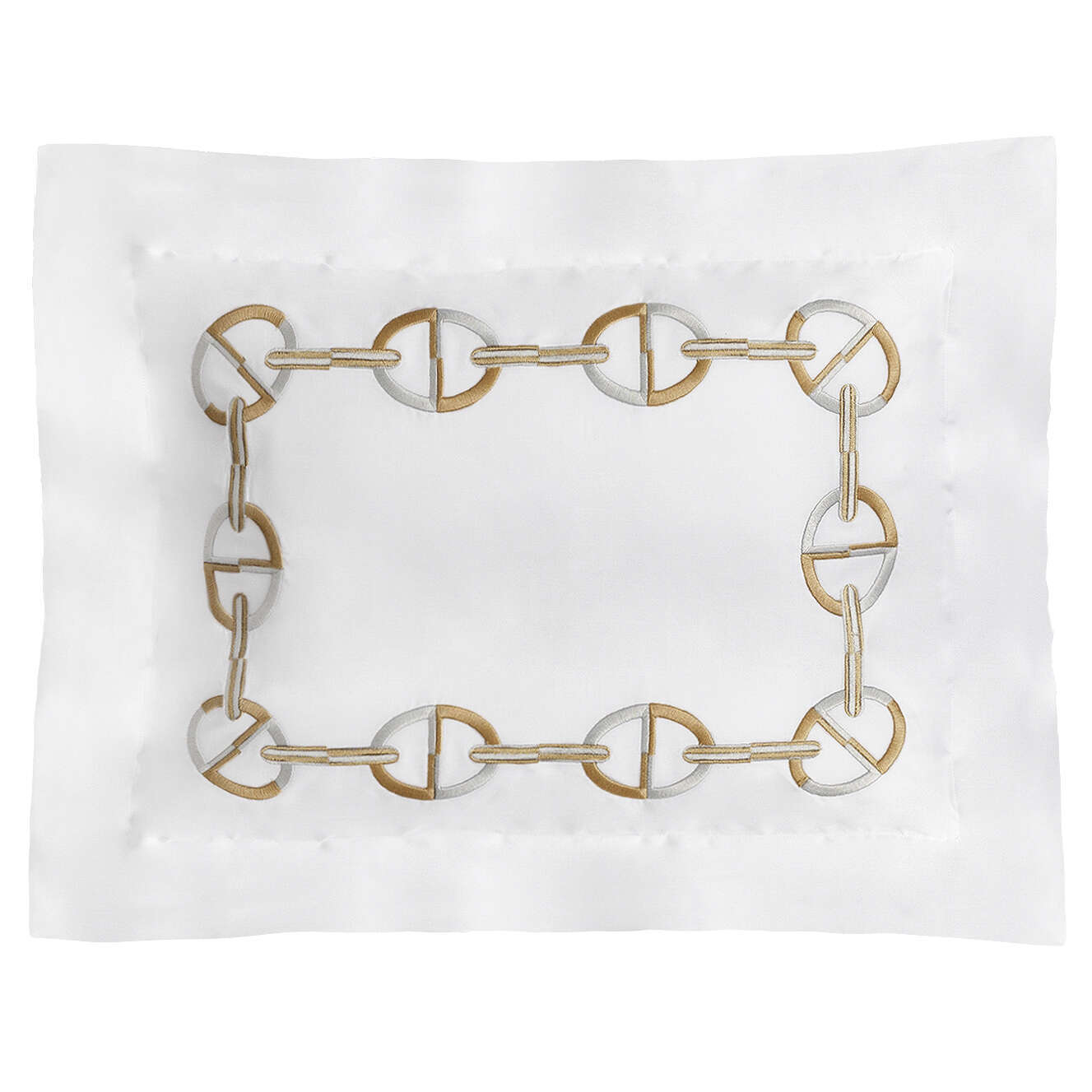 What Is A Raso Chain Pattern Chaine Embroidery Sateen Raso by Timothy Corrigan for DEA | Fine Linens