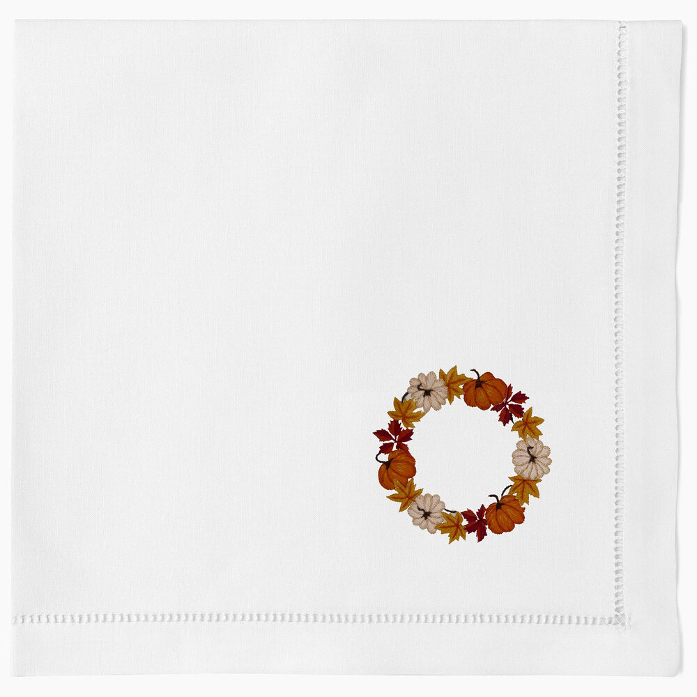 Henry Handwork Pumpkin Wreath Dinner Napkin