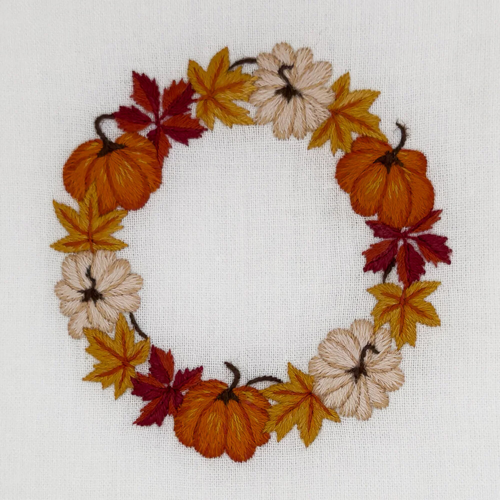 Henry Handwork Pumpkin Wreath Dinner Napkin - Thumbnail 2