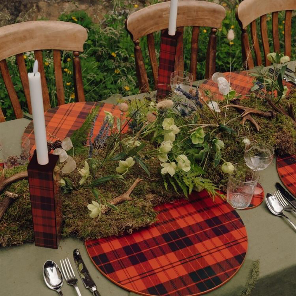 Addison Ross Lacquer Tartan Candlestick - Thumbnail 3