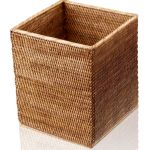 Square Paper Bin - Dark Rattan