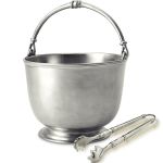 Bar Ice Bucket with Tongs Set - Pewter