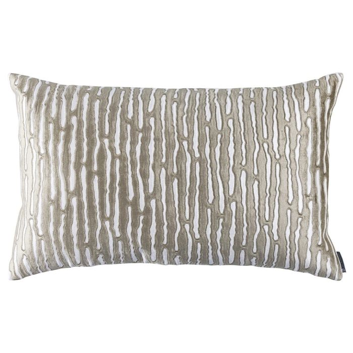 Large Rectangle Pillow - Ivory Velvet/Buff Velvet Applique