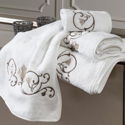 Broccato Embroidery Terry by Dea Linens Bath Towel - Bounded