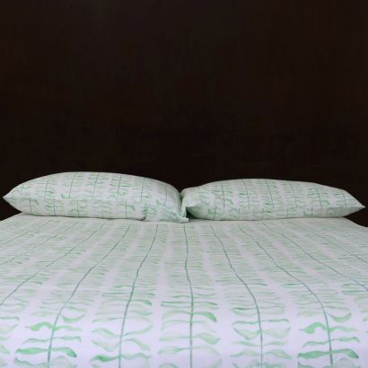 Leaf Green Linen by Huddleson Pillowcases