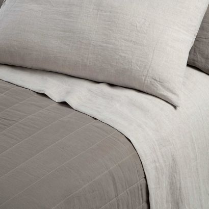 Marea Prewashed-Linen Solid Plain Hem by Dea Linens Flat Sheet