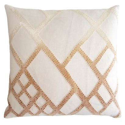 Net Appliqued Linen By Kevin O'Brien Studio Throw Pillow