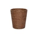 Round Paper Bin - Dark Rattan
