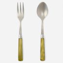 Spoon & Fork Serving Set - Olive Green/Polished Silver