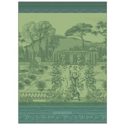 Nappe Rectangulaire Garnier Thiebaut - Jardin De Pivoines - Dimensions 69x120 Cm - Vert Français / Crème - Neuf Avec étiquette