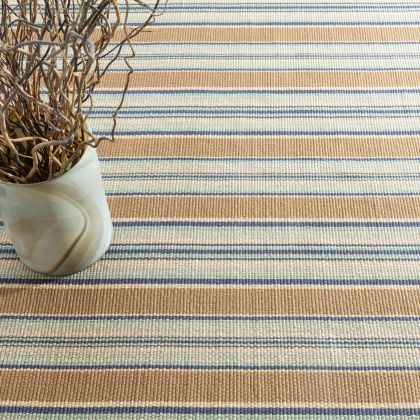 Blue Heron Stripe Handwoven Cotton Rug by Dash & Albert