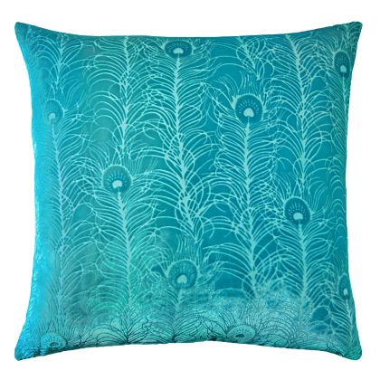 Peacock Feather Velvet Pillow by Kevin O'Brien Studio