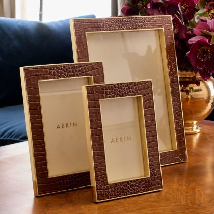 Classic Croc Leather Frame by Aerin