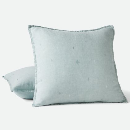 Cambria Embroidered Organic Linen Decorative Pillow Cover by Coyuchi