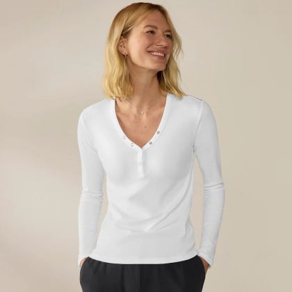 Women's Pima Organic Knit Henley by Coyuchi