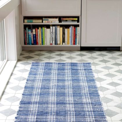 Denim Plaid Woven Cotton Rug by Dash & Albert