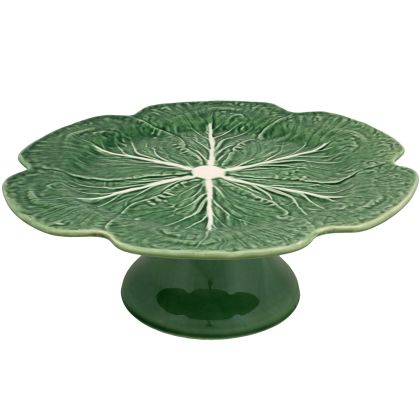 Fine Linens | Cabbage Cake Stand by Bordallo Pinheiro Cake Stand 5.13x12.2 - Green