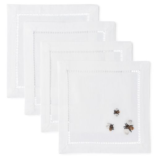 Bees Cocktail Napkins by Henry Handwork