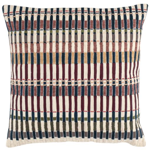 Folk Stripe Embroidered Decorative Pillow by Pine Cone Hill