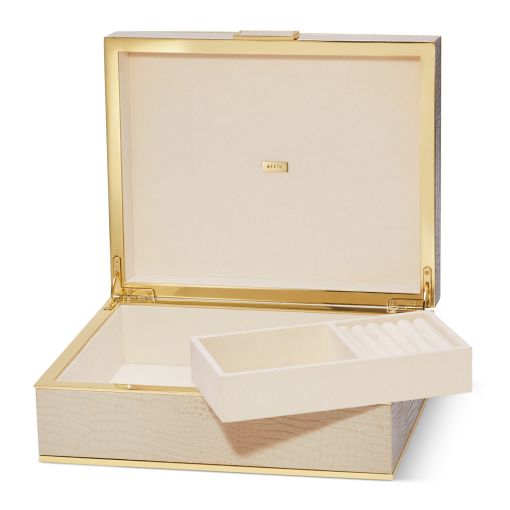 Classic Croc Leather Jewelry Box by Aerin