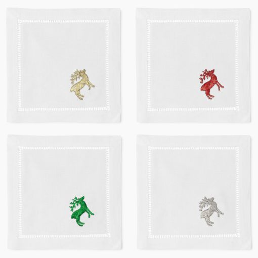 Glitter Reindeer Cocktail Napkins by Henry Handwork