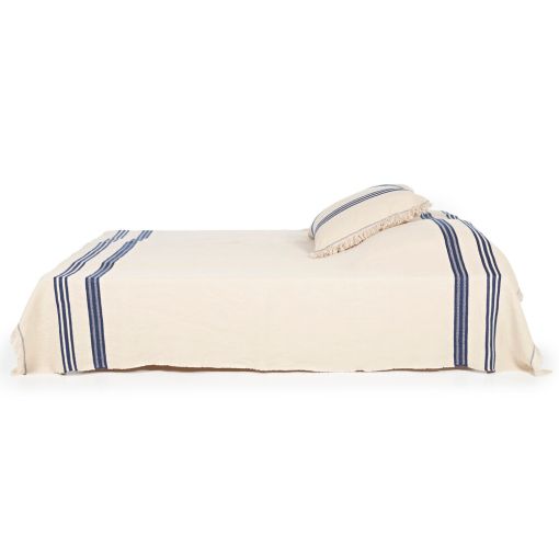 The Indigo Stripe Coverlet by Libeco