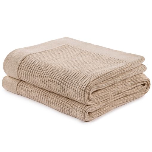 Heritage Natural Cotton Knitted Throw by Hamam