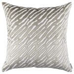 Square Pillow - White Linen/Buff Velvet Applique