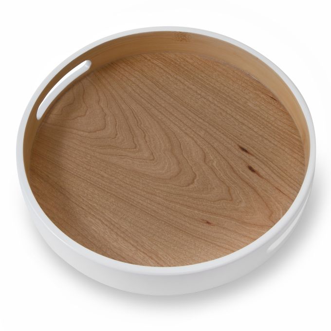 Round Nesting Tray - White/Wood