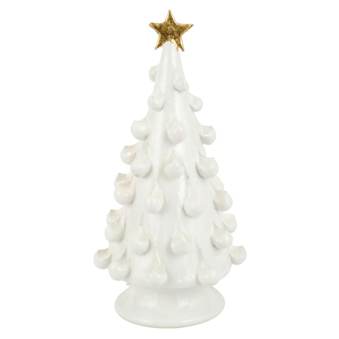 Medium Tree with Gold Star - White