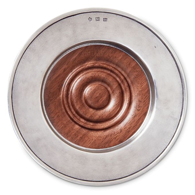 Bottle Coaster with Wood Insert - Pewter