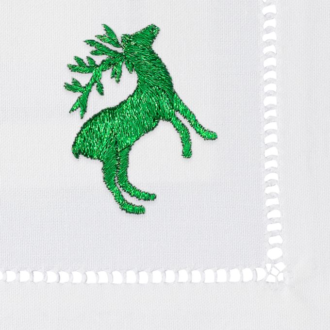 Henry Handwork Reindeer Cocktail Napkins - Thumbnail 3