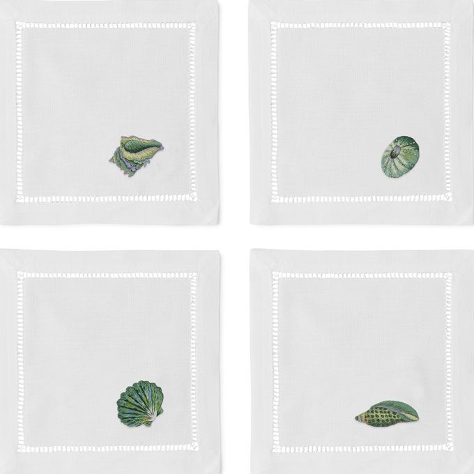 Henry Handwork Shell Cocktail Napkins - Thumbnail 4